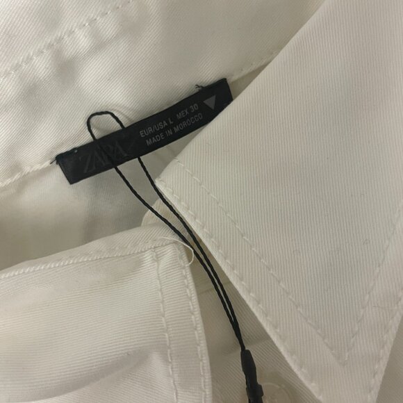 Zara Womens Shirt Dress Midi Size Large White Collared Long Sleeve 2395/077 NWT - Picture 4 of 14